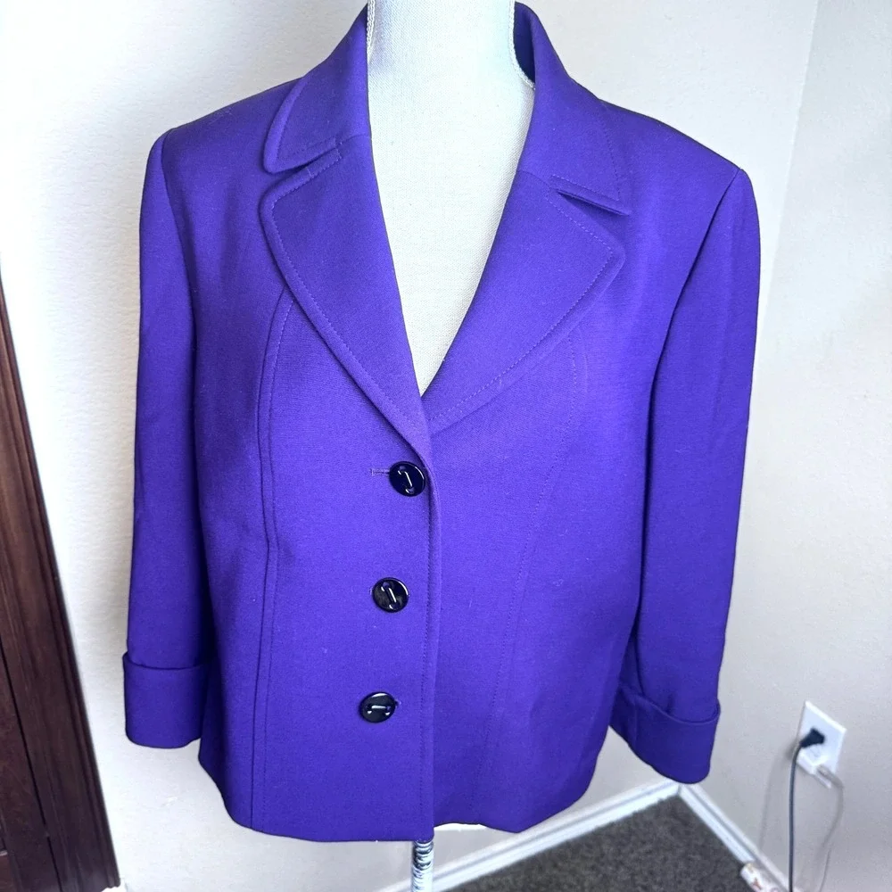 Tahari ASL Purple Blazer Jacket Womens 14 Career office Classic old money
